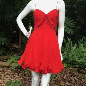 Vintage red silk beaded Dress